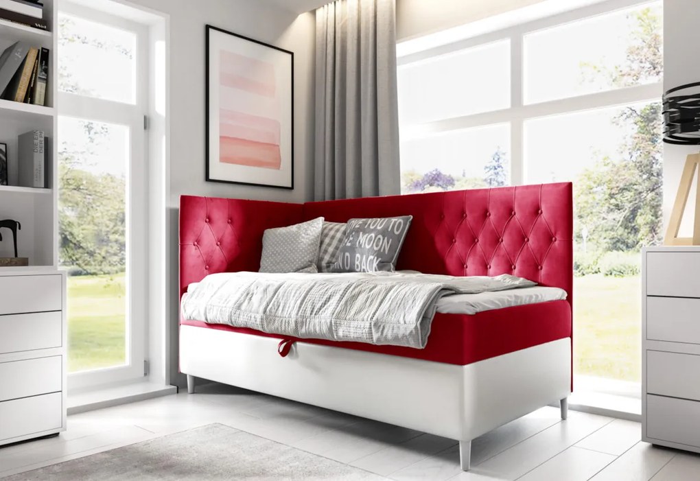 ESME 2 kárpitozott ágy + topper, 80x200, fresh 8, jobb