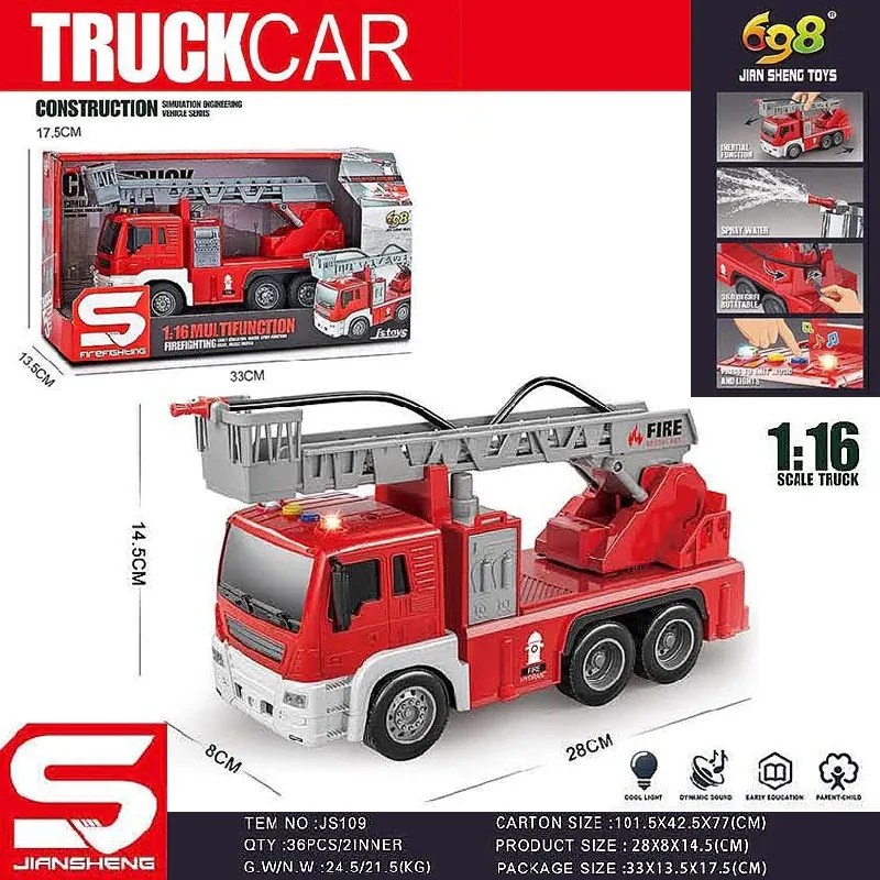 Rescue Spray Víz Spriccelős Tűzoltóautó Hang És Fény Tűzoltóautó Játék Teherautó 360 Fokban Forgatható Tűzoltó Autó Létrával Vizet Permetez