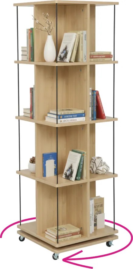 Forgó polcállvány, tölgy/fekete, POTOR