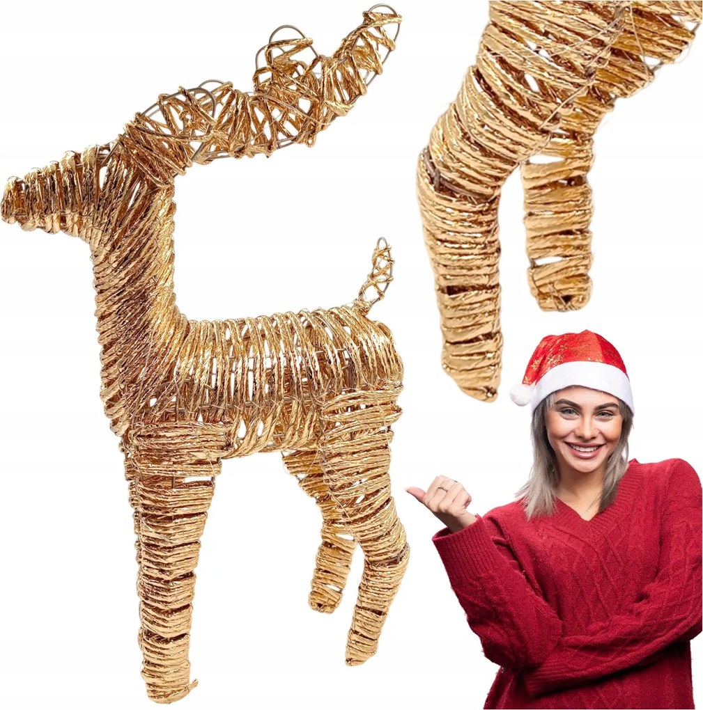 Karácsonyi Rénszarvas Led Arany Dekoratív Karácsonyi Dísz 40 CM