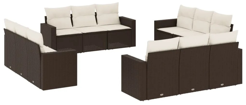 vidaXL 12 részes barna polyrattan kerti ülőgarnitúra párnákkal