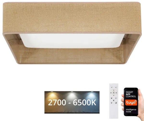 Brilagi-LED Dimmelhető lámpatest VELVET SQUARE LED/36W/230V Wi‑Fi Tuya + távirányító barna