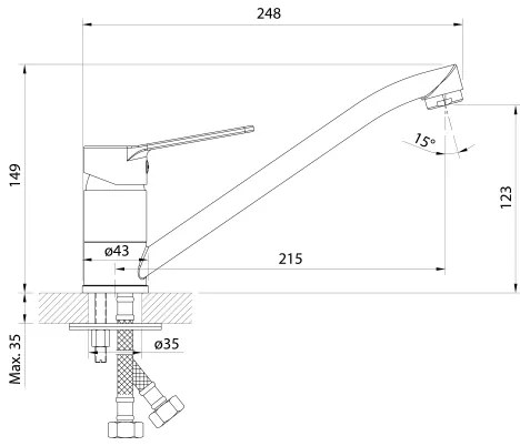 Aqualine - Mosogató csap SINTRA fényezett króm