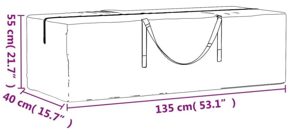 2 db fekete polietilén kerti párnatároló zsák 135x40x55 cm