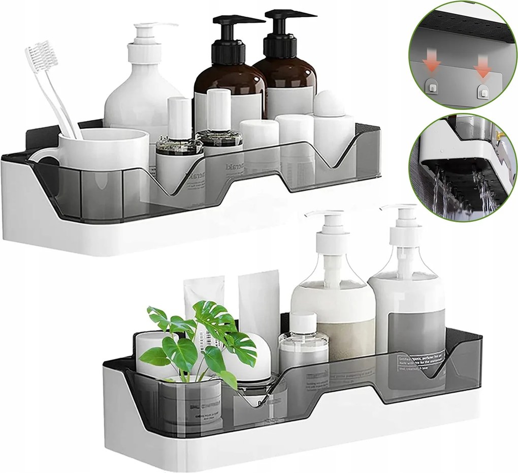 Fürdőszobai Zuhanypolc Fehér, Fúrás Nélkül