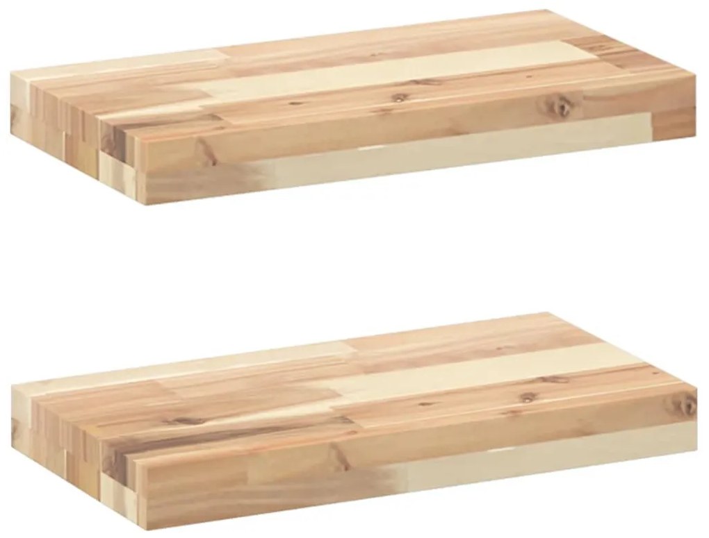 2 db kezeletlen tömör akácfa függőpolc 40 x 20 x 4 cm