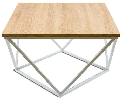 Kávésasztal CURVED 60x60 cm fehér/bézs