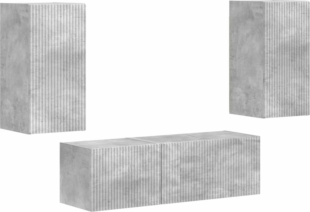 vidaXL TV falit kabinet szett 4 pcs Beton Szürke Faanyag