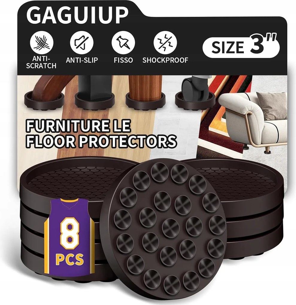 Bútoralátét 76 mm – 8 db-os padlóvédő szett, kerek barna