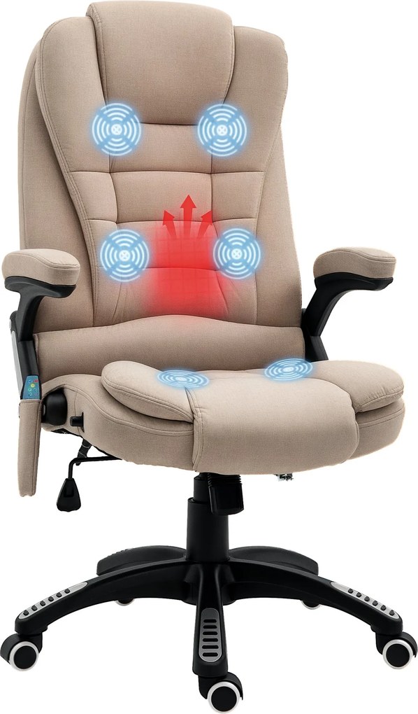 Vinsetto Masszázsfotel Vibrációs Funkcióval, Ergonomikus Íróasztal Szék Fűtéssel, Dönthető Funkcióval, Magasságban Állítható Executive Szék Távvezérlő