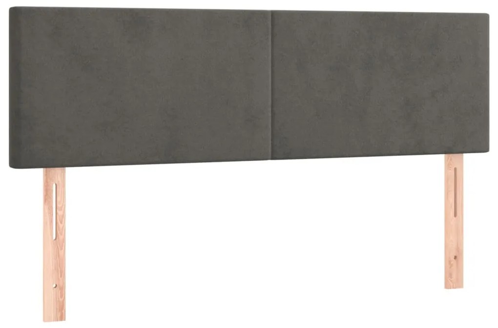 sötétszürke bársony LED-es fejtámla 144x5x78/88 cm