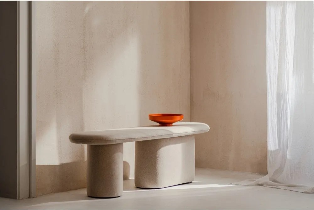 Bézs gyapjú párnázott pad Rull – noo.ma