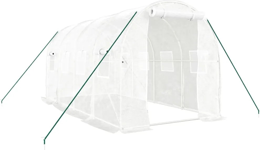vidaXL fehér acélvázas melegház 8 m² 4 x 2 x 2 m