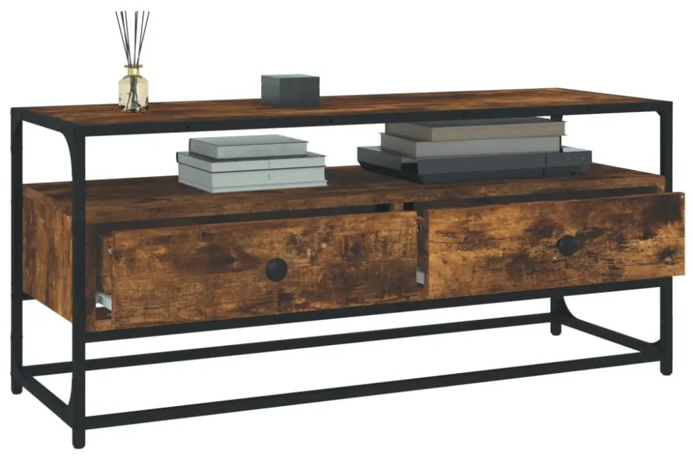 füstös tölgy színű szerelt fa TV-szekrény 100 x 35 x 45 cm