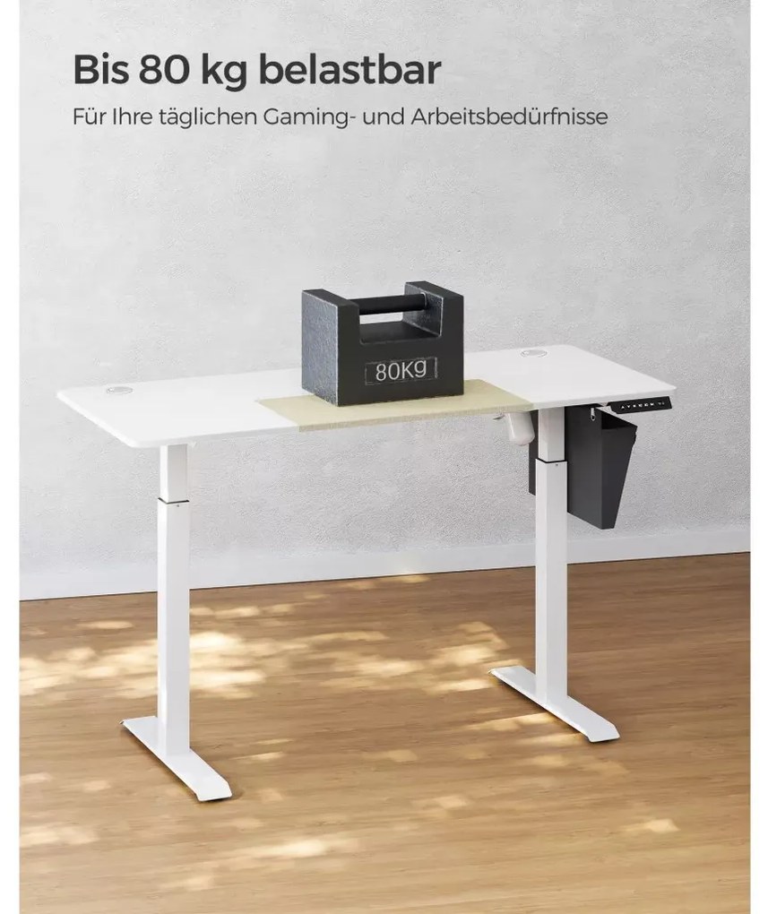 Íróasztal, elektromosan állítható magasság, bézs és fehér 60 x 140 x (72-120) cm