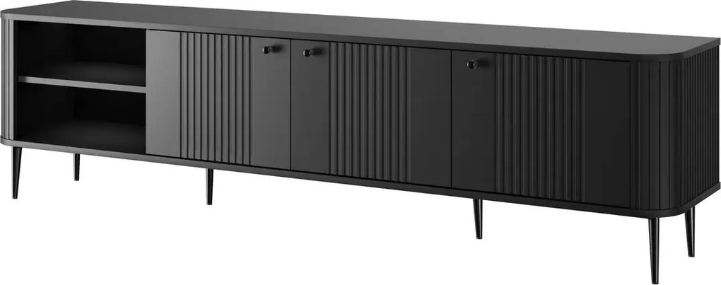 Vesper 3D TV-szekrény 187 cm - fekete / fekete lábak