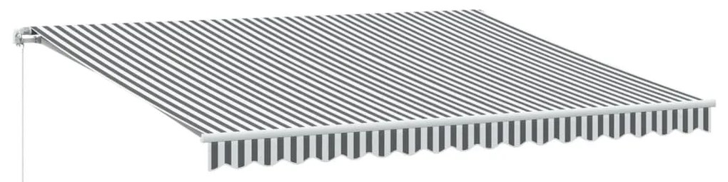 antracitszürke-fehér kézzel kihúzható napellenző 450 x 350 cm