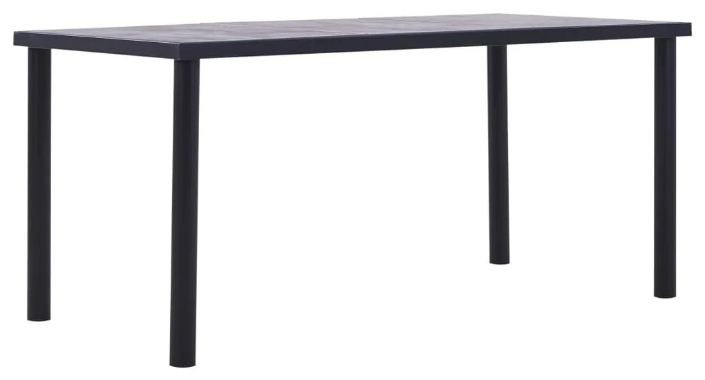 Fekete és betonszürke MDF étkezőasztal 160 x 80 x 75 cm