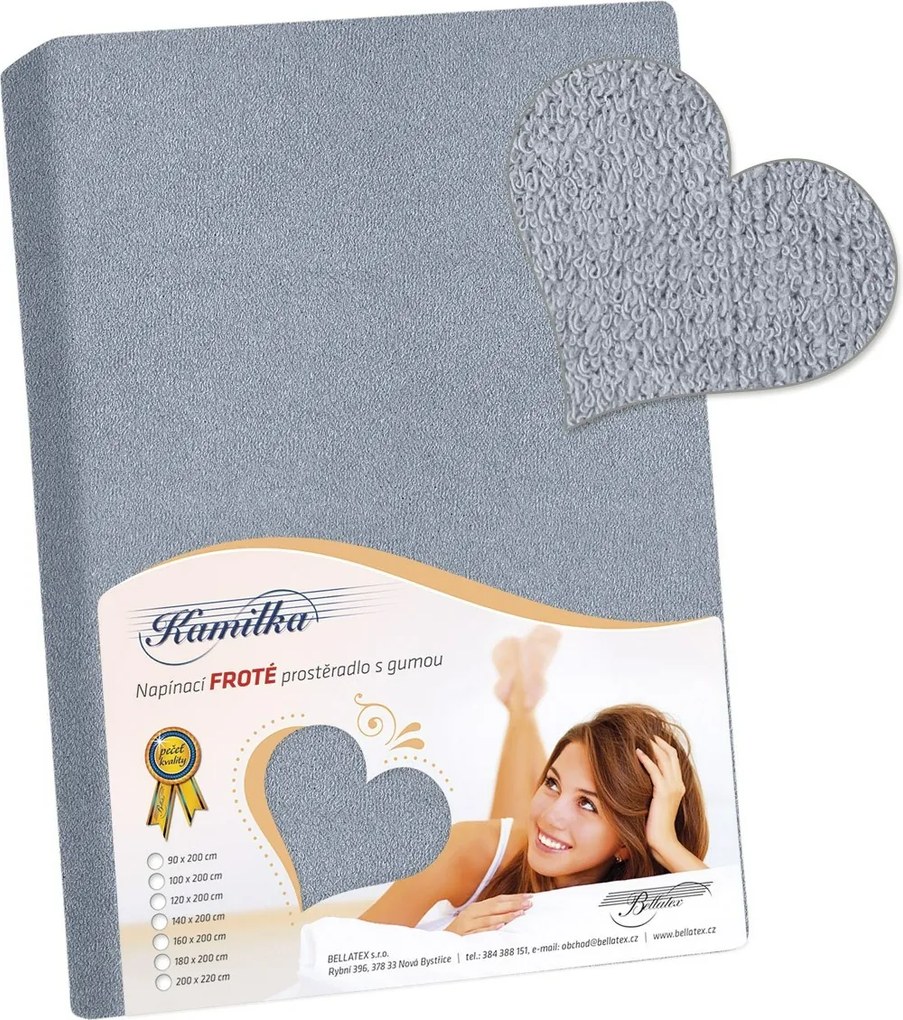 Kamilka frottír lepedő kékesszürke, 200 x 220 cm