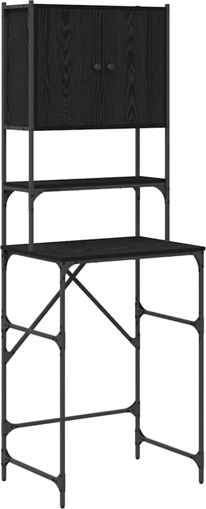 vidaXL Mosógép Szekrény Fekete 0ak 68 x 48,5 x 194 cm Faanyag