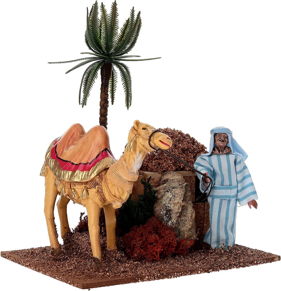 Mozgatható Betlehem Figura 'teve Hajszolóval'- 12cm magas figurákhoz