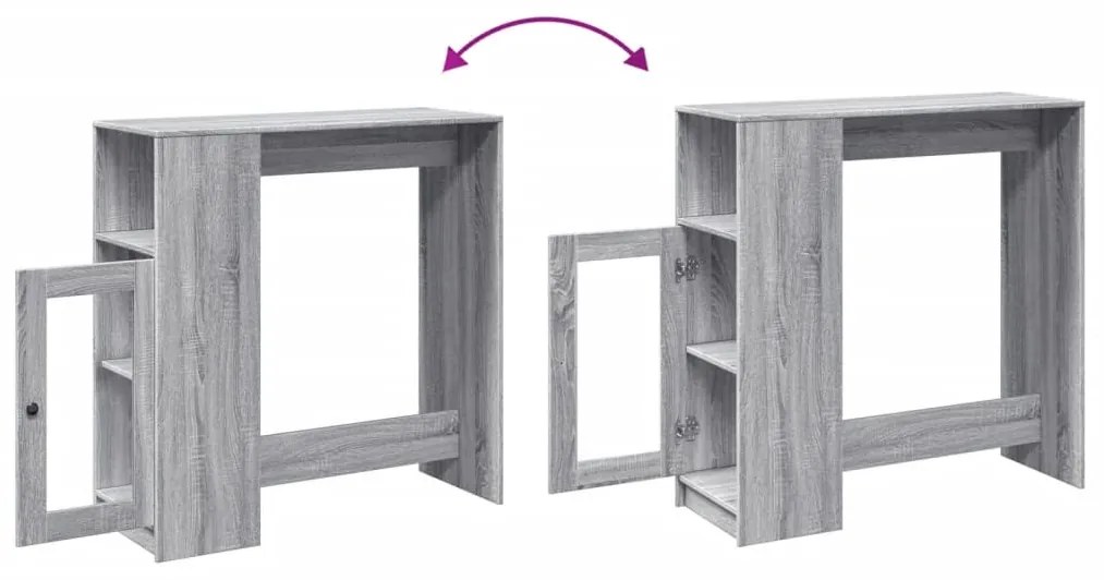 szürke sonoma szerelt fa bárasztal tárolókkal 101x40x103,5 cm