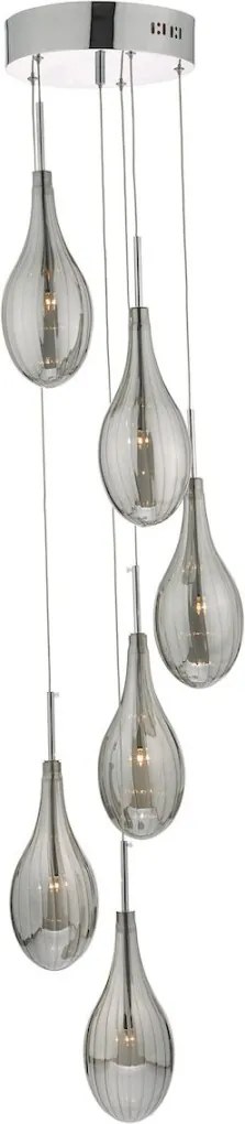 DAR LIGHTING SET6410 SETA Többágú Függesztett Lámpa Füstös, Csiszolt Króm G4 IP20