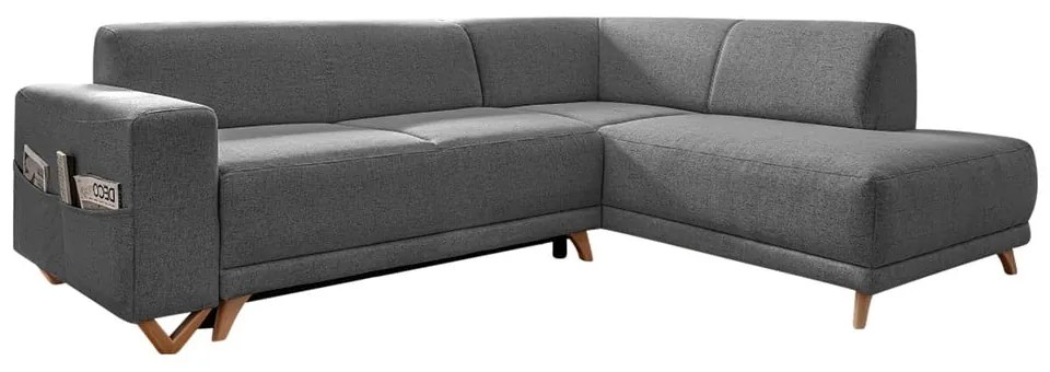 Szürke kinyitható-tárolóhelyes sarokkanapé (jobb oldali-L alakú) Classy Sophie – Miuform