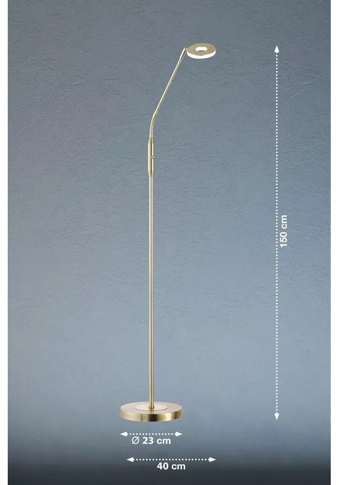 Aranyszínű LED dimmelhető állólámpa (magasság 150 cm) Dent – Fischer &amp; Honsel