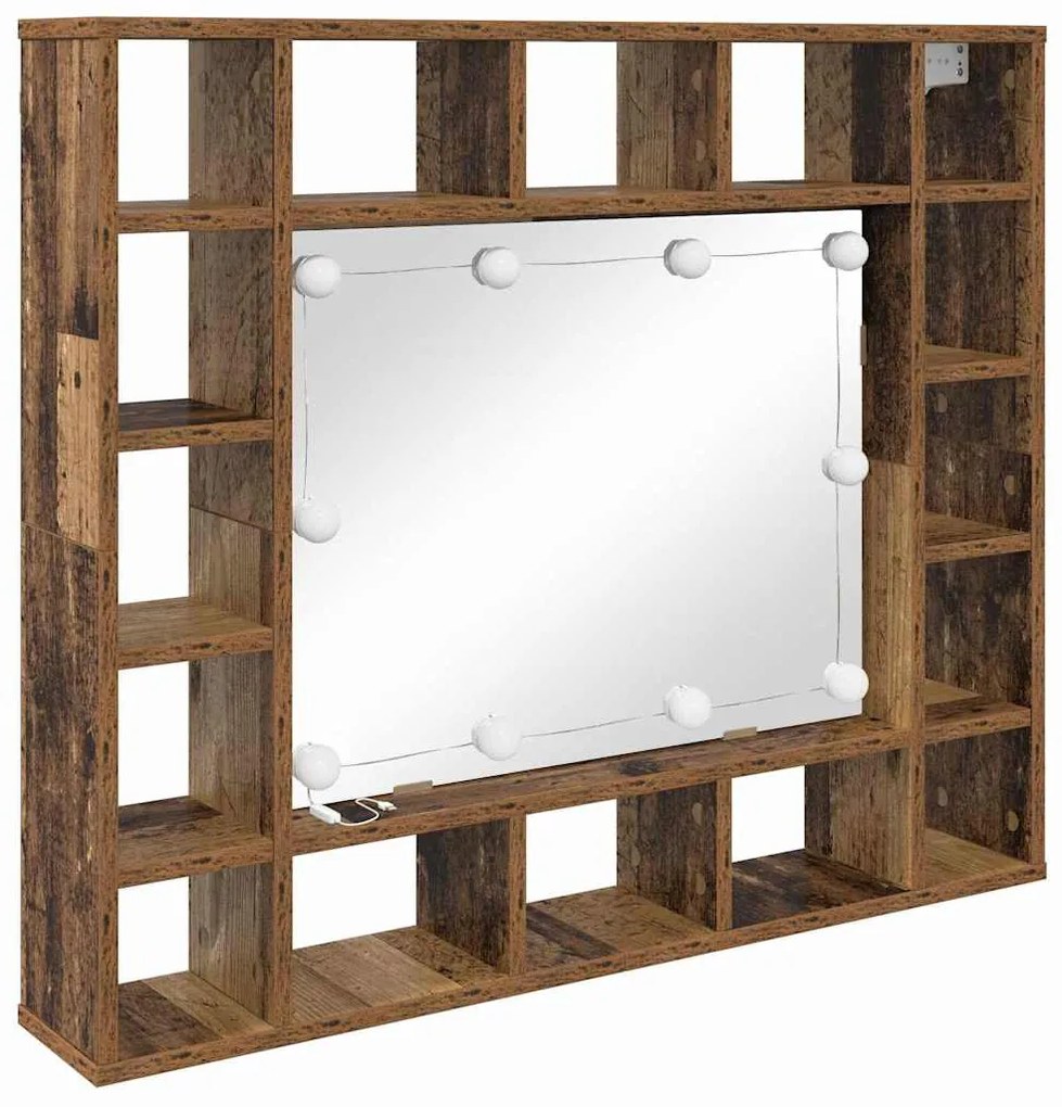 Tükörszekrény polcokkal Régi fa 91 x 15 x 76.5 cm Faanyag