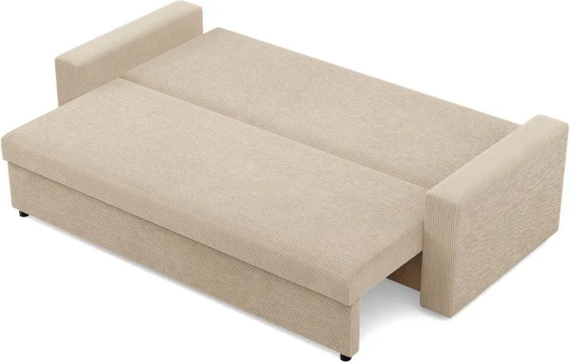 Zeus kanapéágy, kordbársony, hab töltet, egyenes kartámasz, bézs