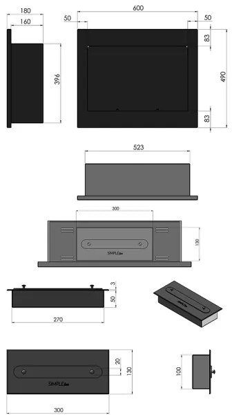 InFire - Beépített BIO kandalló 49x60 cm 3kW fekete