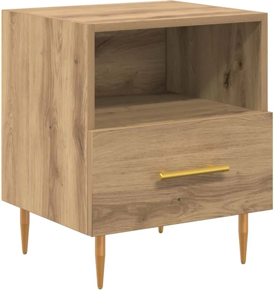 vidaXL Éjjeli asztal fiókkal Barna 40 x 35 x 47,5 cm Faanyag