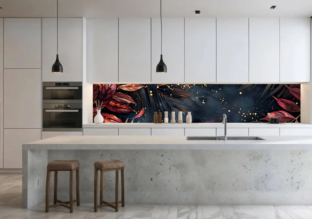 Wallplex konyhahátfal Bronz Levelek (Méret: 60x300)