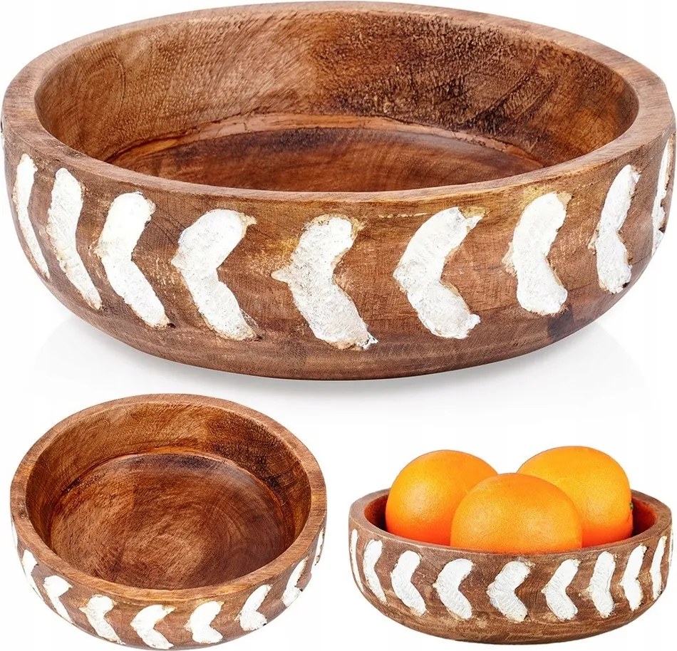 Fából készült tál gyümölcskosár zöldségek saláták snackek ételek 850ml