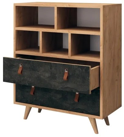 Komód MARCO 85,6x70 cm antracit/barna