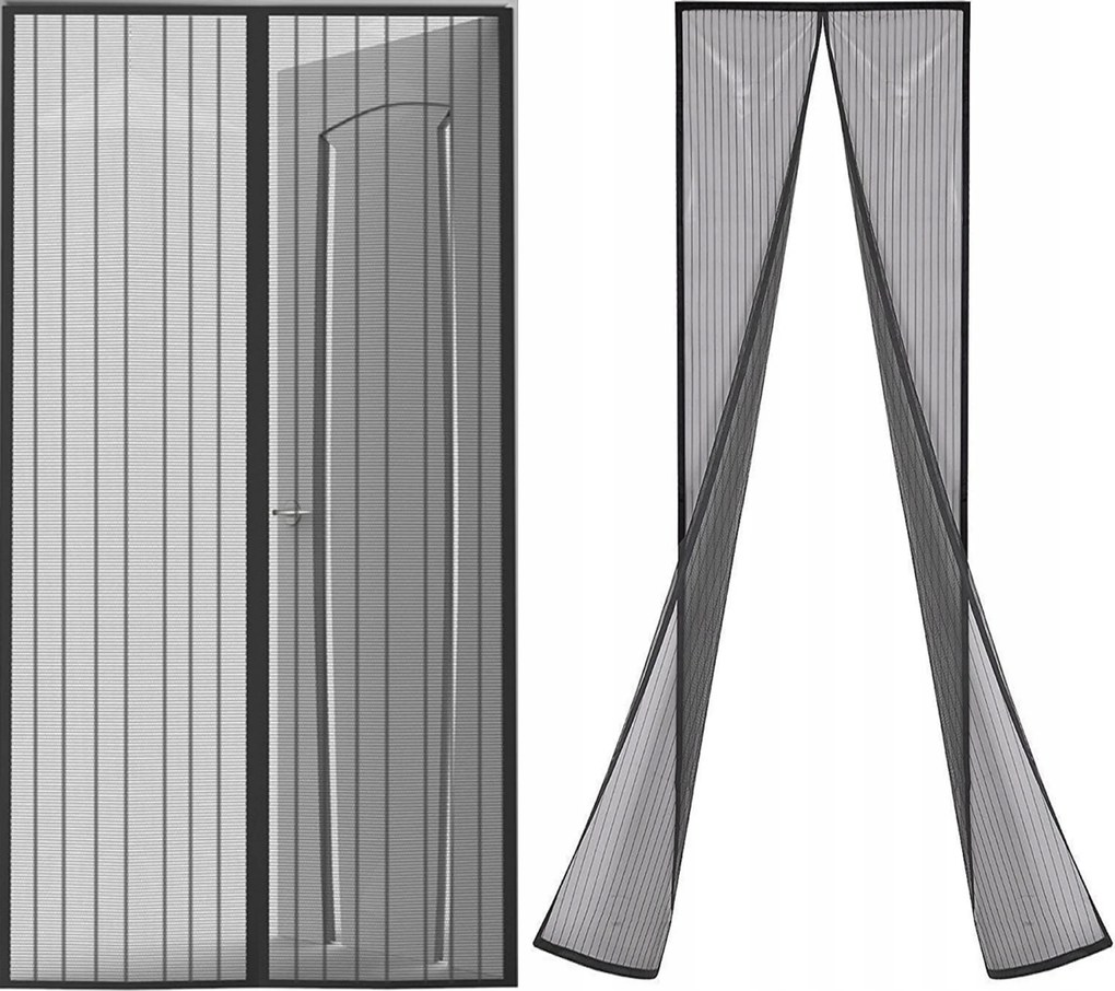 Szúnyogháló ajtóra, ablakra 90 cm x 210 mágneses fekete