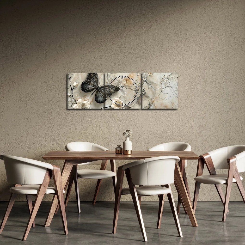 Kép - Márvány háttér pillangókkal (órával) (90x30 cm)