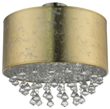 Globo 15187D3 Mennyezeti lámpa,nikkel matt, textil arany akril kristály, áttetsző, ø: 400, H:380, Foglalat típusa:1xE27 60W 230V