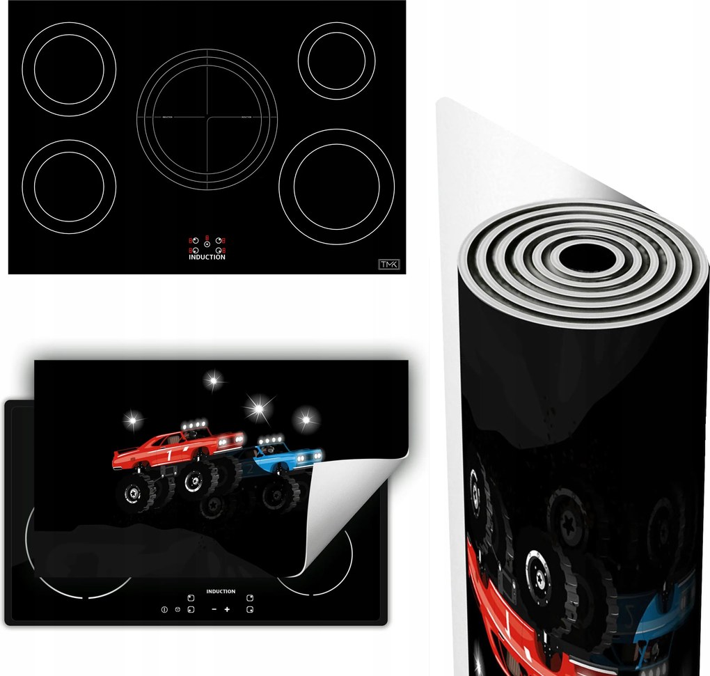 Vinil Szőnyeg Tűzhelyvédő Asztallap 90x52 fekete autó