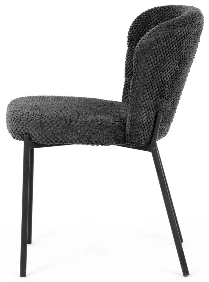 Scaun de sufragerie, stofă gri, picioare metalice negre