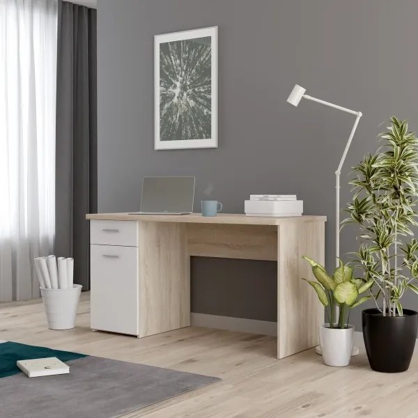 Íróasztal GINO fehér/sonoma tölgy