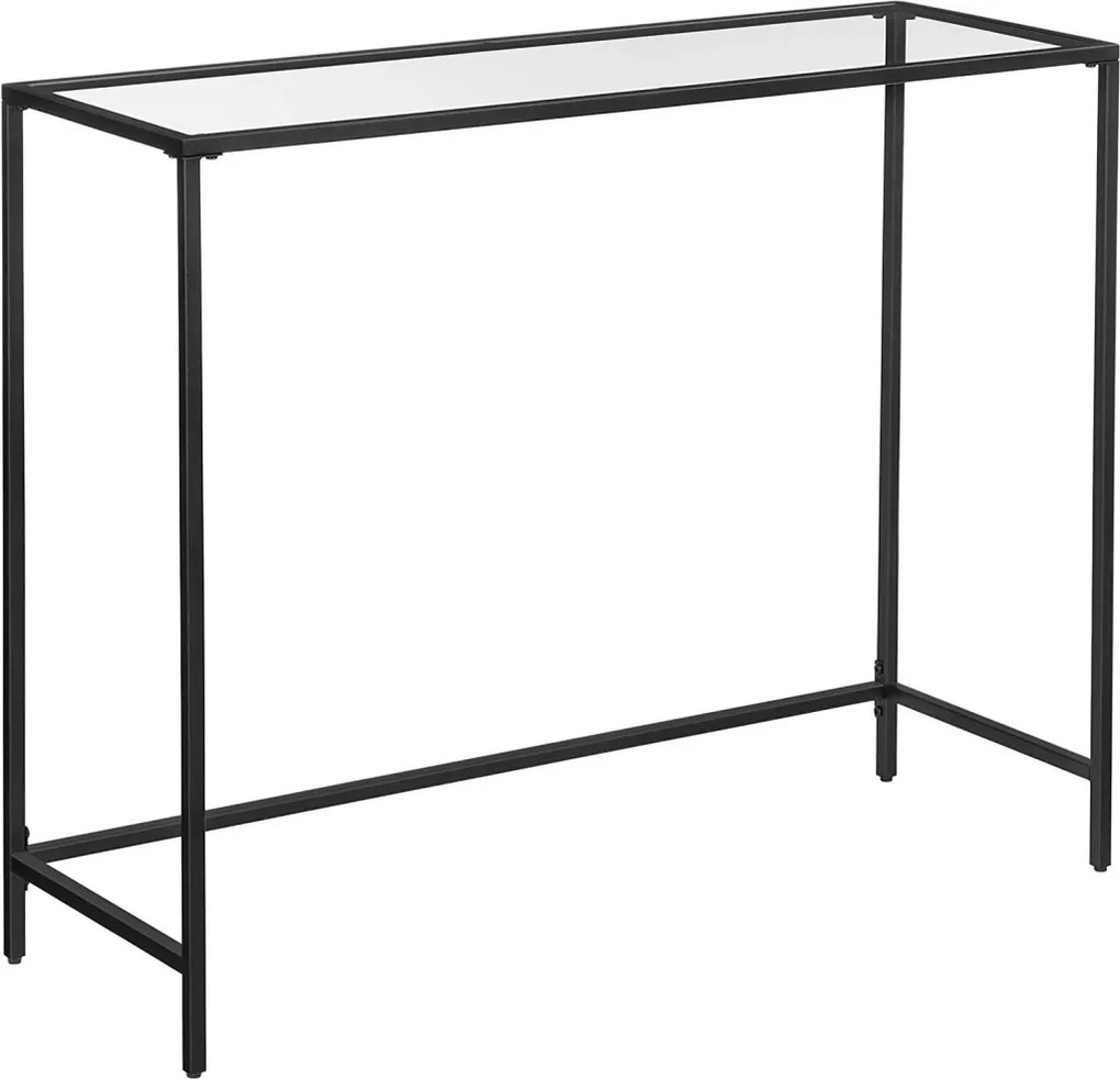 Konzolasztal edzett üveglappal, fekete 100x35x80cm