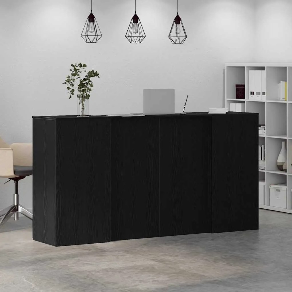 vidaXL recepciós pult fekete tölgyszínű 200x50x103,5 cm szerelt fa