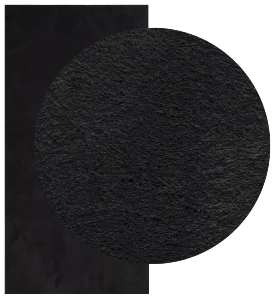 HUARTE fekete rövid szálú puha és mosható szőnyeg 100 x 200 cm