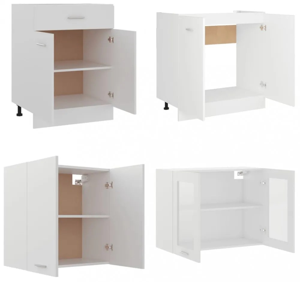 Lyon 4 részes fehér szerelt fa konyhai szekrénygarnitúra