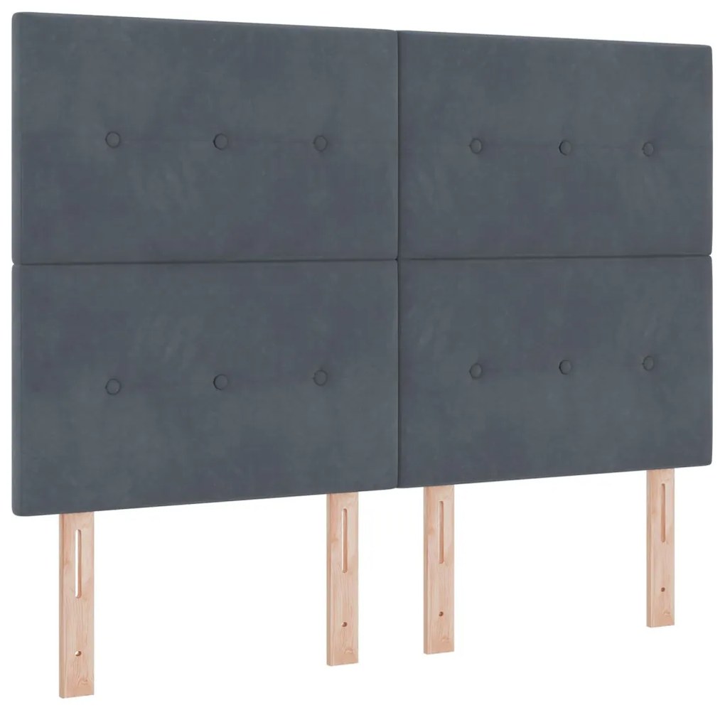 Boxspring Ágy Matraccal Sötétszürke 140x200 cm Bársony