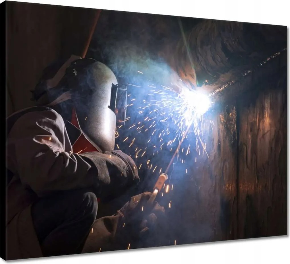 Vászonkép 50x40 Hegesztő szikrahegesztő
