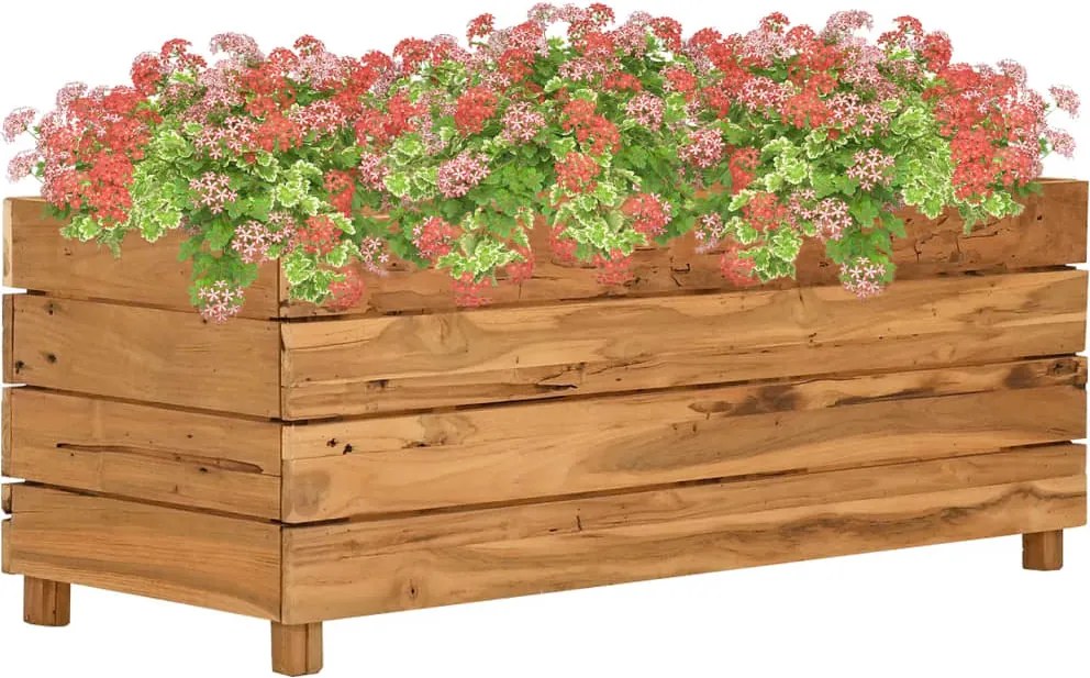 vidaXL újrahasznosított tíkfa és acél magaságyás 100 x 40 x 38 cm