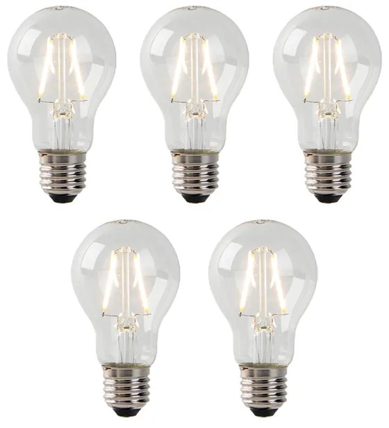 5 db E27 LED izzó készlet A60 átlátszó 2W 180lm 2700K